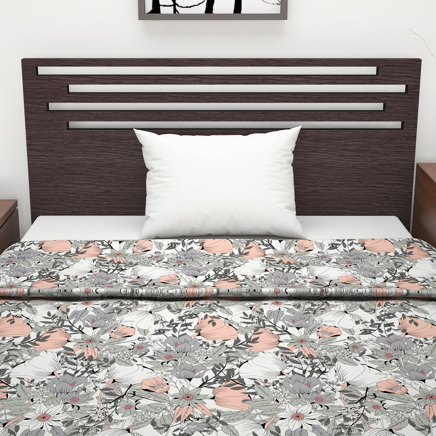 Bloom Floral Print Style 144 TC 100% Cotton Dohar For Single Bed