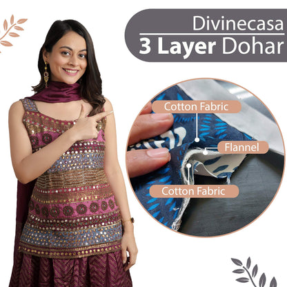 Bloom Floral Print Style 144 TC 100% Cotton Dohar For Single Bed