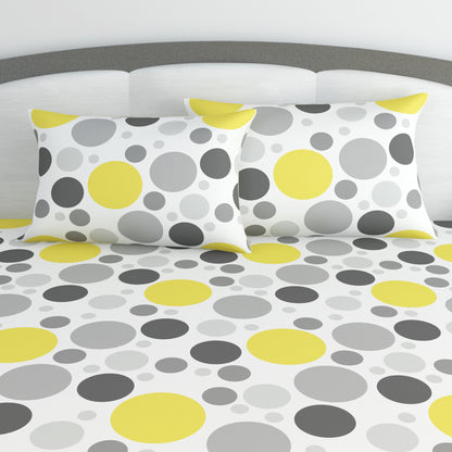 Lemon Verbena Polka Dots Bedsheet for King Size Bed