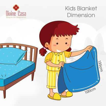 Blue Floral 120 GSM Microfiber Baby Single Bed AC Blanket Dohar for Kids