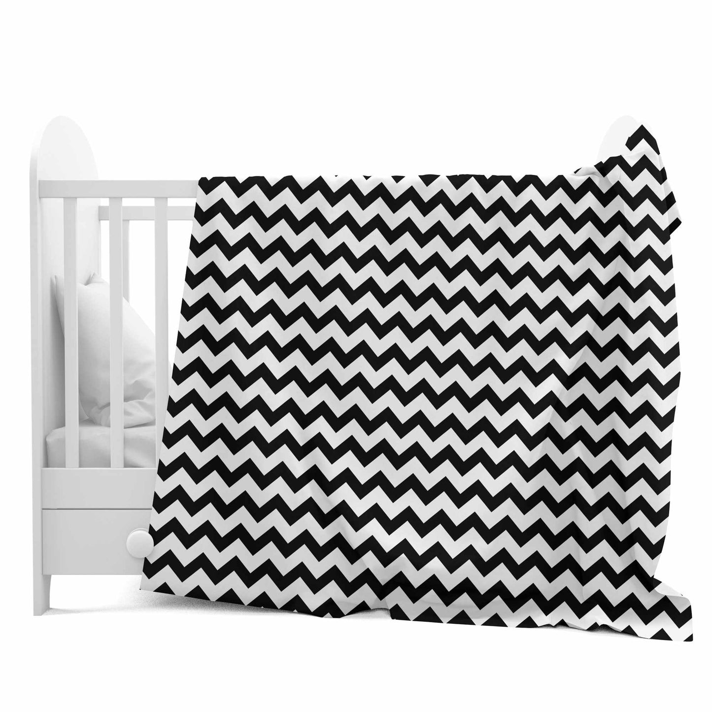 Black and White 120 GSM Microfiber Abstarct Zig Zag Pattern Baby Single Bed AC Blanket Dohar for Kids