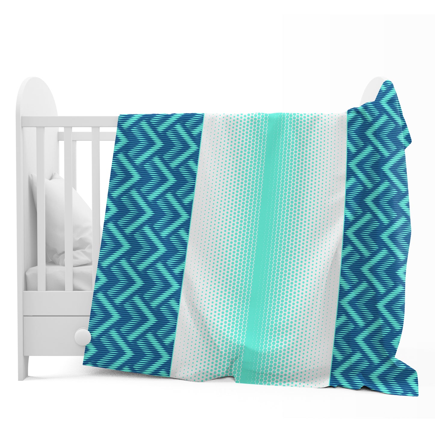 Cyan & Navy Blue Chevron Kids Single Bed Dohar – 120 GSM Microfiber
