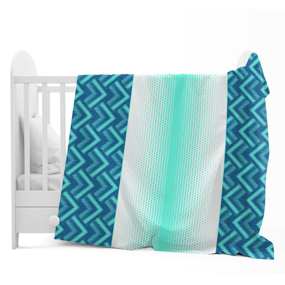 Cyan & Navy Blue Chevron Kids Single Bed Dohar – 120 GSM Microfiber