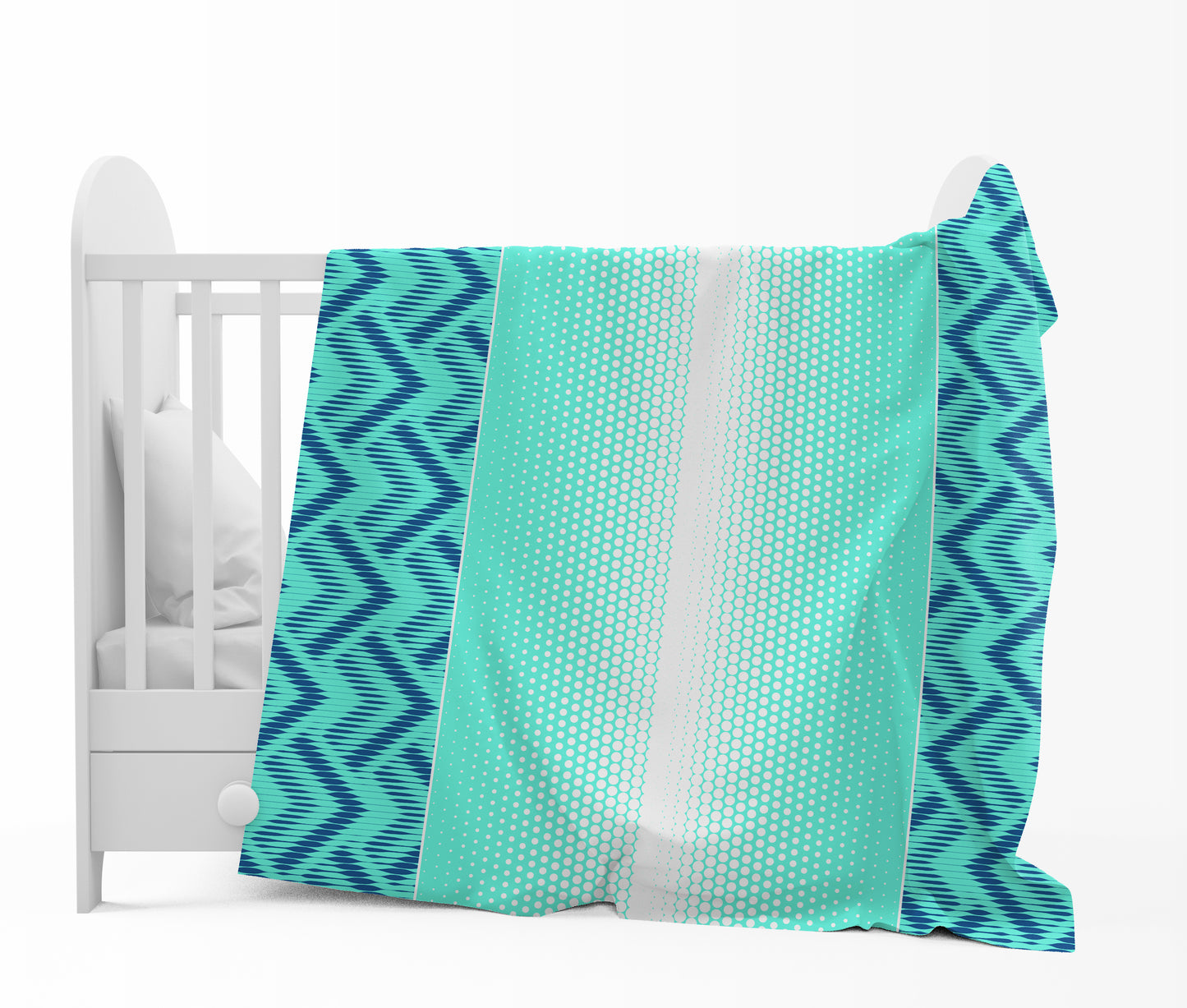 Cyan & Navy Blue Chevron Kids Single Bed Dohar – 120 GSM Microfiber