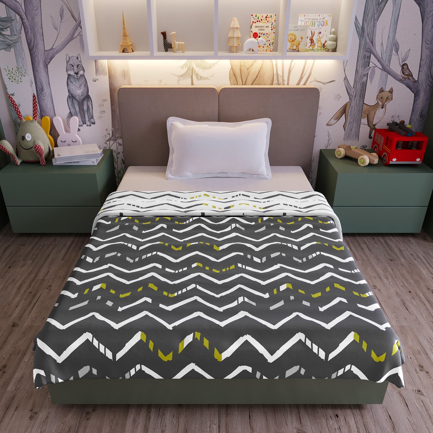 Grey Abstract Print Soft Touch for 0-3 Years Baby Single Bed AC Blanket for Kids