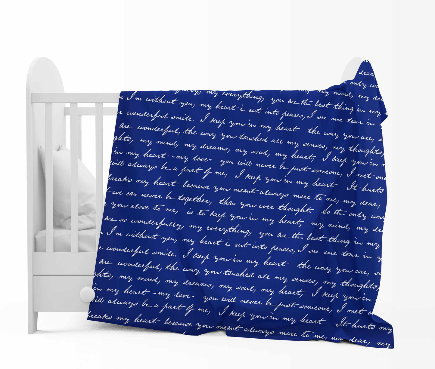 Navy Blue and White 120 GSM Microfiber Abstarct Typograpy Baby Single Bed AC Blanket Dohar for Kids