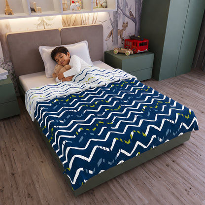 Blue Abstract Print Lotus Soft Touch for 0-3 Years Baby Single Bed AC Blanket for Kids