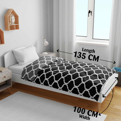 Black and White 120 GSM Microfiber Abstarct Pattern Baby Single Bed AC Blanket Dohar for Kids