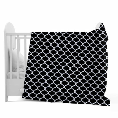 Black and White 120 GSM Microfiber Abstarct Pattern Baby Single Bed AC Blanket Dohar for Kids