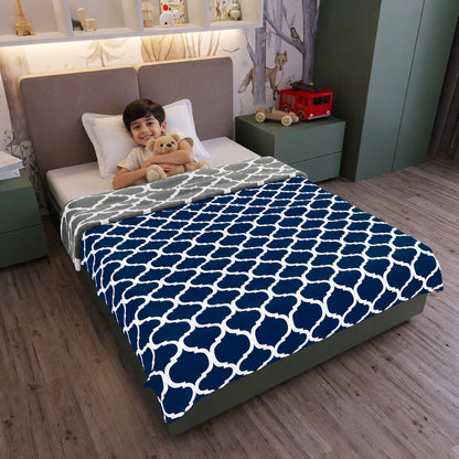 Blue Abstract Print Super Soft Brushed for 0-3 Years Baby Single Bed AC Blanket for Kids