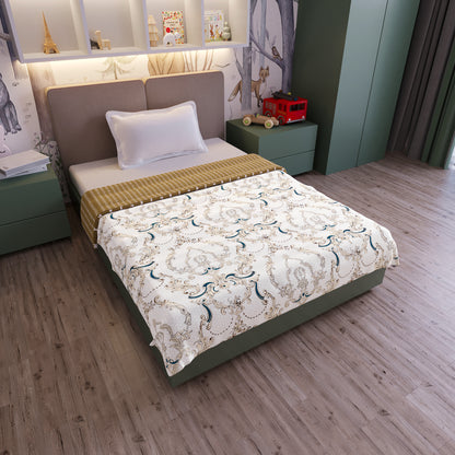Kalamkari Beige for 0-3 Years Soft Baby Single Bed AC Blanket for Kids