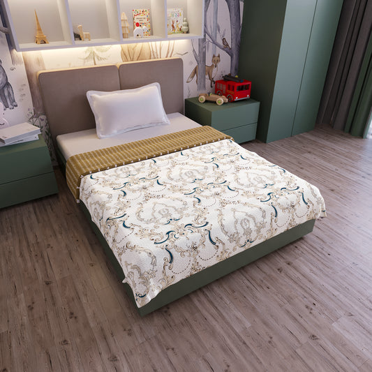 Kalamkari Beige for 0-3 Years Soft Baby Single Bed AC Blanket for Kids