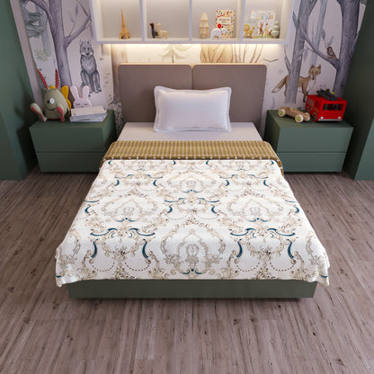Kalamkari Beige for 0-3 Years Soft Baby Single Bed AC Blanket for Kids