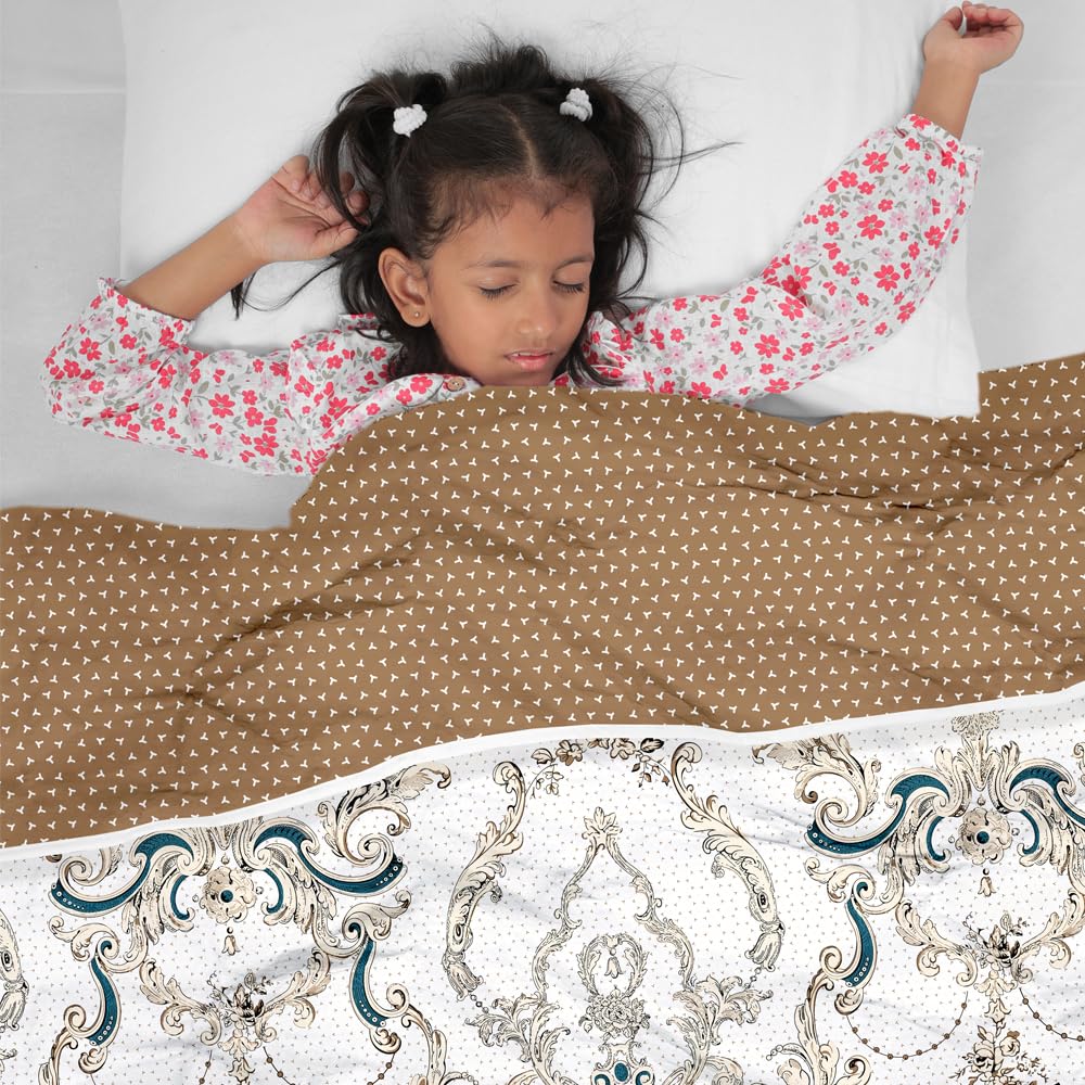 Kalamkari Beige for 0-3 Years Soft Baby Single Bed AC Blanket for Kids