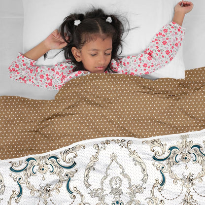 Kalamkari Beige for 0-3 Years Soft Baby Single Bed AC Blanket for Kids
