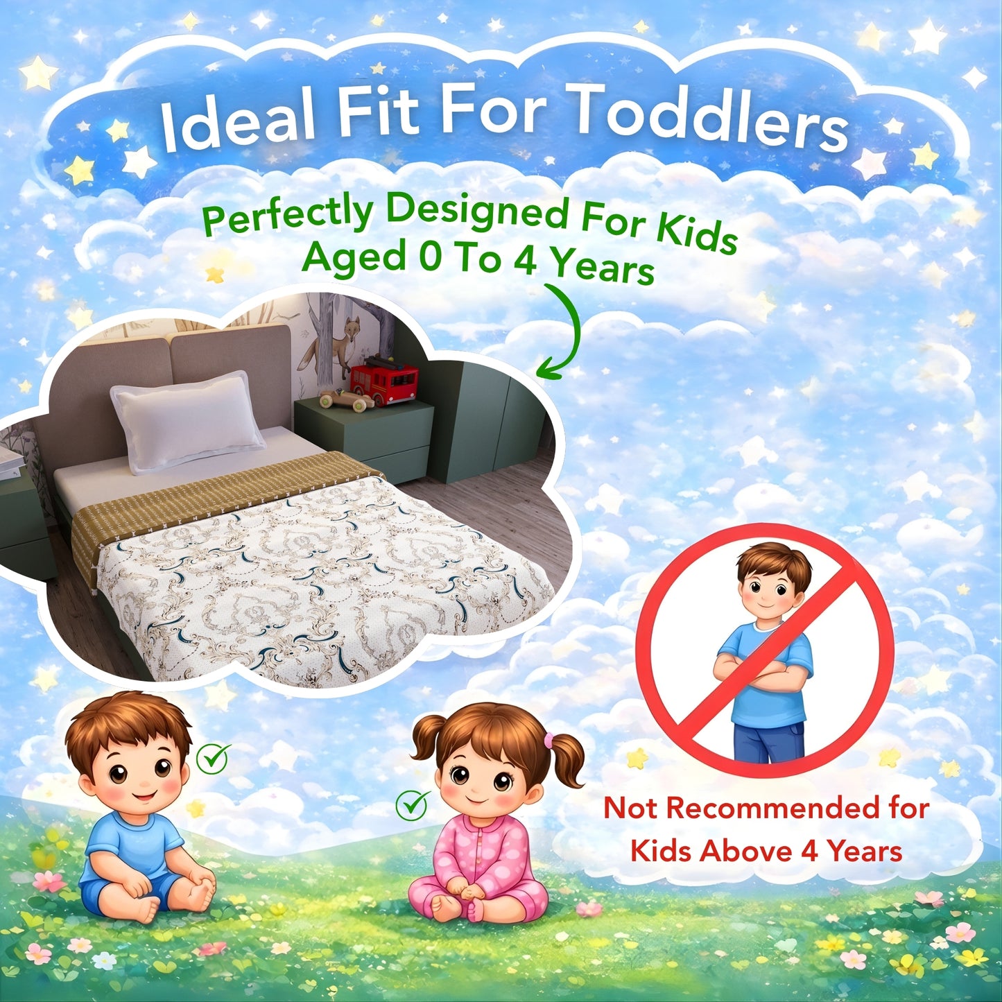 Kalamkari Beige for 0-3 Years Soft Baby Single Bed AC Blanket for Kids