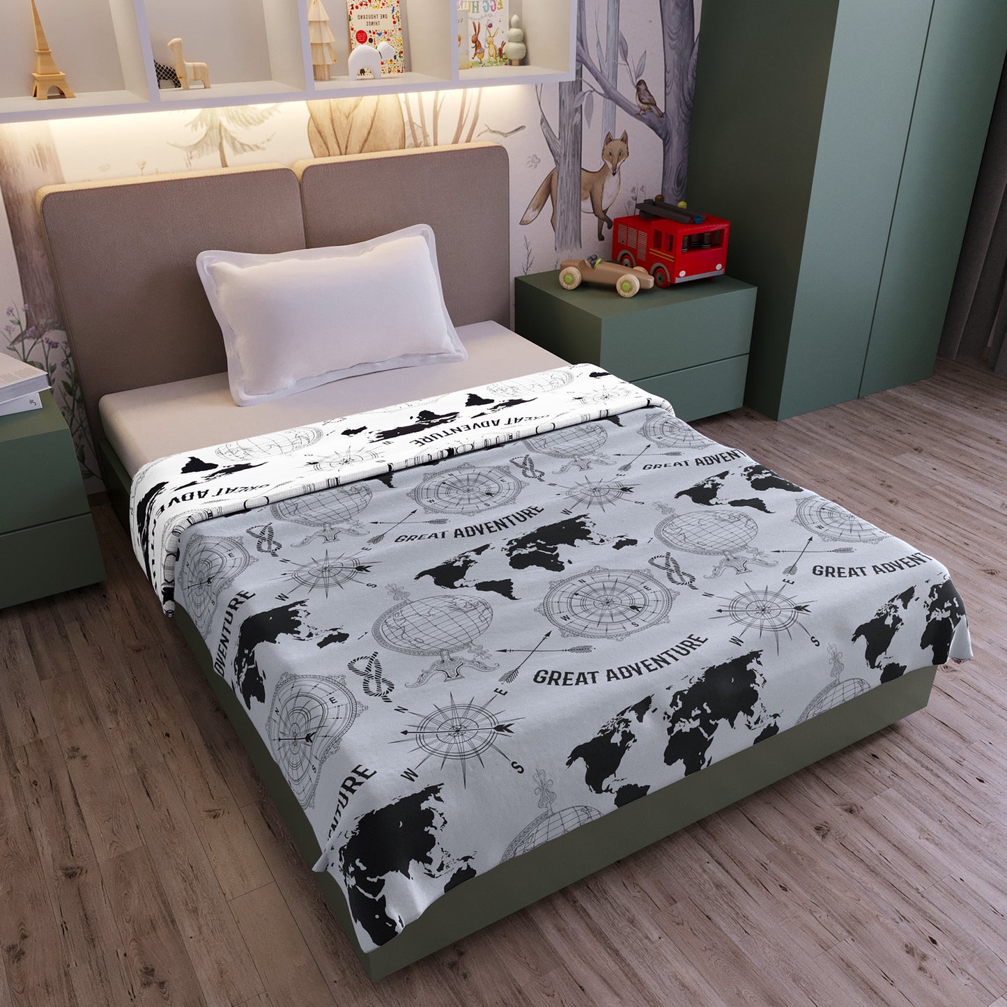 Grey Abstract Print Eco Friendly for 0-3 Years Baby Single Bed AC Blanket for Kids