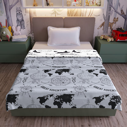 Grey Abstract Print Eco Friendly for 0-3 Years Baby Single Bed AC Blanket for Kids