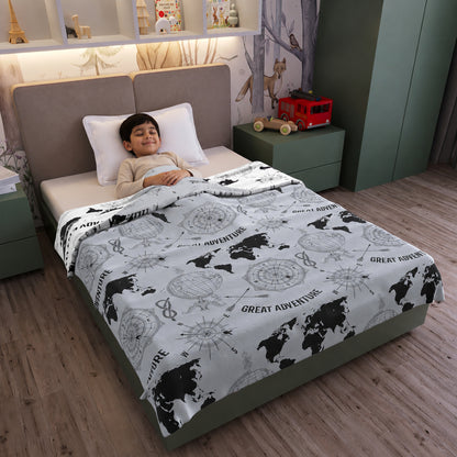 Grey Abstract Print Eco Friendly for 0-3 Years Baby Single Bed AC Blanket for Kids