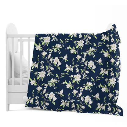 Green & Navy Blue Floral Kids Single Bed Dohar – 120 GSM Microfiber