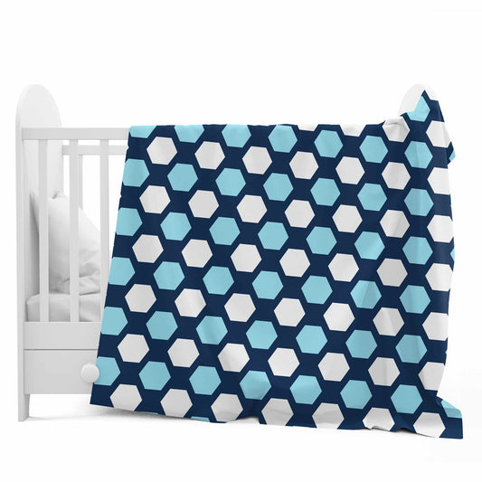 Blue Geometric Soft Silk Touch for 0-3 Years Baby Single Bed AC Blanket for Kids