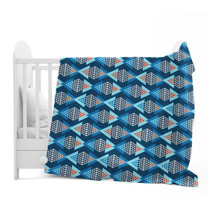 Blue & Grey Geometric Single Kids Bed Dohar - 120 GSM Microfiber