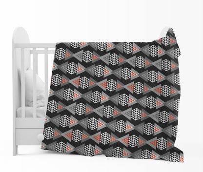Blue & Grey Geometric Single Kids Bed Dohar - 120 GSM Microfiber