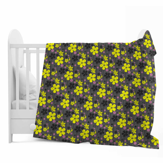 Floral Black Comfy To touch and Soft Feel for 0-3 Years Baby Single Bed AC Blanket for Kids