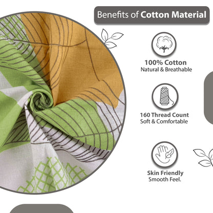 Green Leaf Floral Print Bedsheet For Double Bed