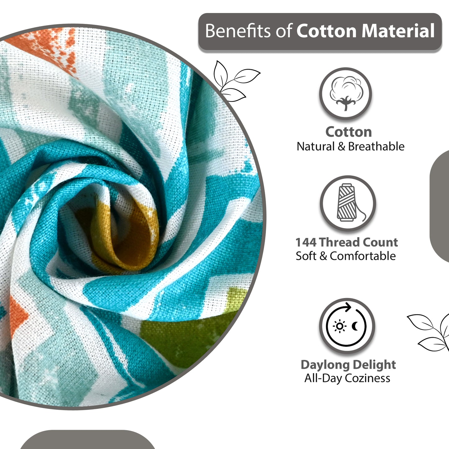 Oxford Blue Abstract 144 TC Polycotton Double Bedsheet With 2 Pillowcovers