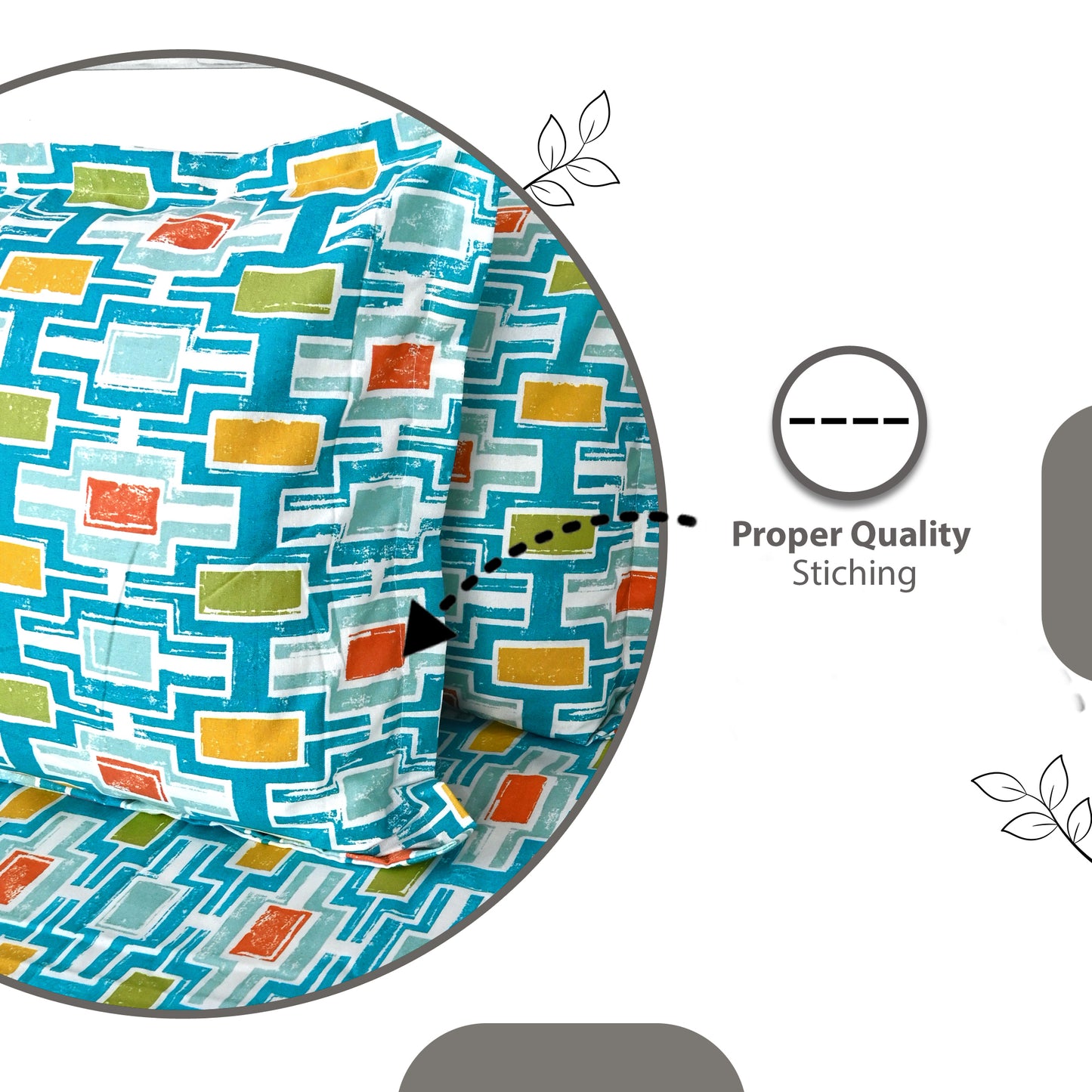 Oxford Blue Abstract 144 TC Polycotton Double Bedsheet With 2 Pillowcovers