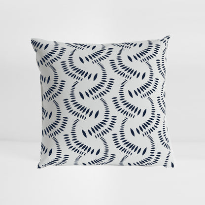 Navy Blue & White Floral Set of 5 Microfiber Cushion Covers 16x16 Inches