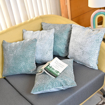 Slate Grey Floral Printed Set of 5 Microfiber Cushion Covers 16x16 Inches