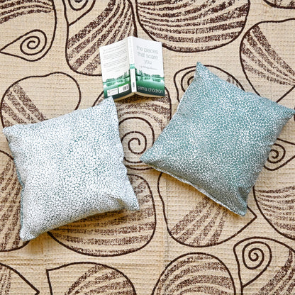 Slate Grey Floral Printed Set of 5 Microfiber Cushion Covers 16x16 Inches