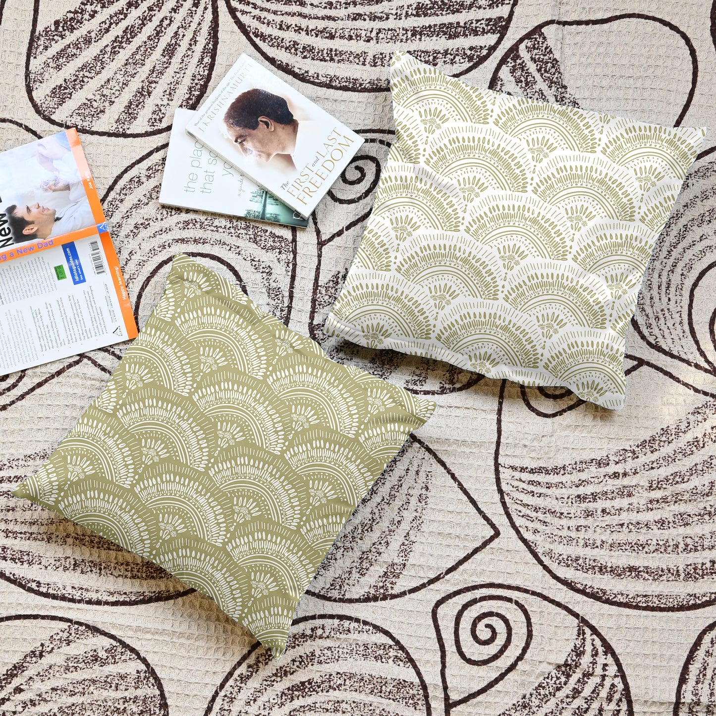 Soft Microfiber Cushion Covers – Easy Care Pillow Cover Set of 5 - Soybean & White