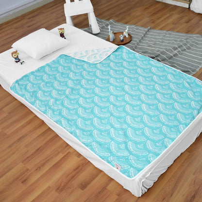 Sky Blue and White Microfiber 120 GSM Ultrasoft Reversible Single Baby Blanket for Babies