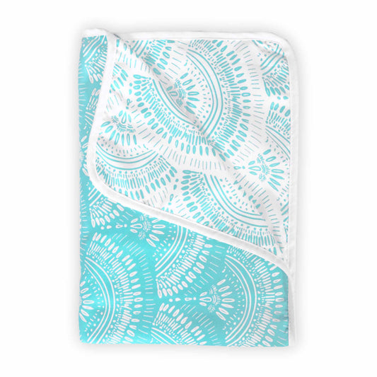 Sky Blue and White Microfiber 120 GSM Ultrasoft Reversible Single Baby Blanket for Babies