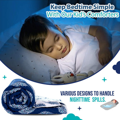 Medieval Blue Floral Single Kids Bed Comforter – 120 GSM Microfiber