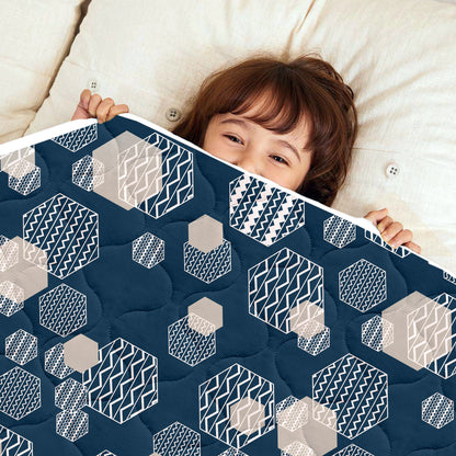 120 GSM Midnight Grey Geometric Microfiber Single Kids Bed Comforter