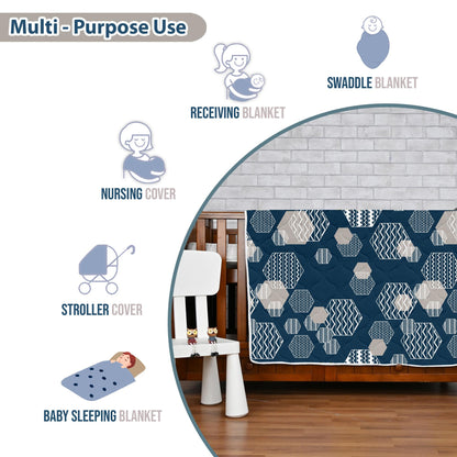 120 GSM Midnight Grey Geometric Microfiber Single Kids Bed Comforter