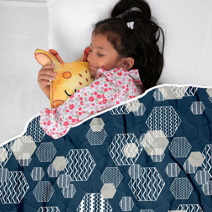 120 GSM Midnight Grey Geometric Microfiber Single Kids Bed Comforter