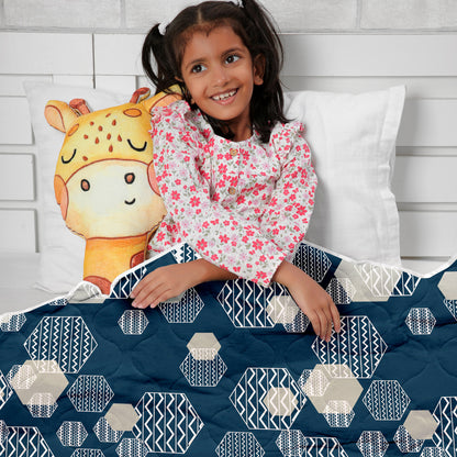 120 GSM Midnight Grey Geometric Microfiber Single Kids Bed Comforter