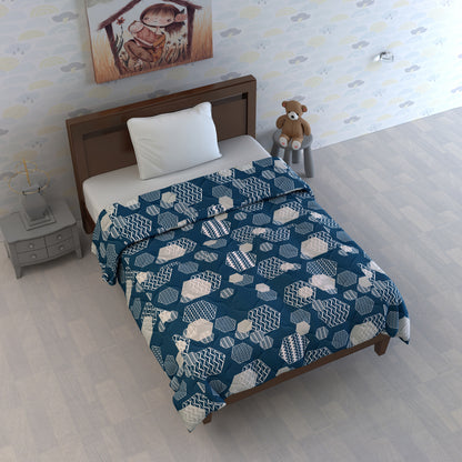 120 GSM Midnight Grey Geometric Microfiber Single Kids Bed Comforter