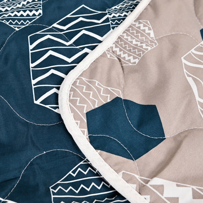 120 GSM Midnight Grey Geometric Microfiber Single Kids Bed Comforter