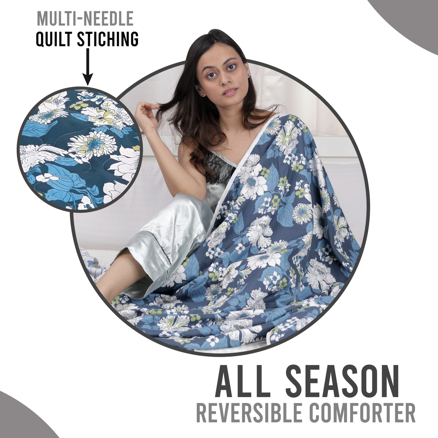 Aesthetic Floral AC Quilt Comforter for Single Bed