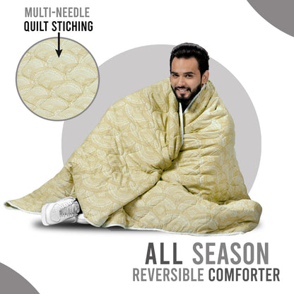 Green Moss Doodle AC Quilt Comforter for Single Bed