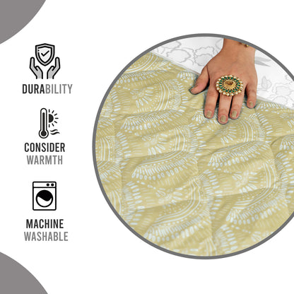 Green Moss Doodle AC Quilt Comforter for Single Bed