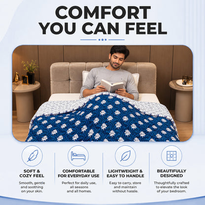 Iris Floral AC Quilt Comforter for Single Bed