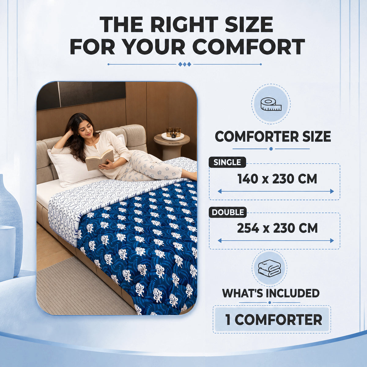 Iris Floral AC Quilt Comforter for Single Bed