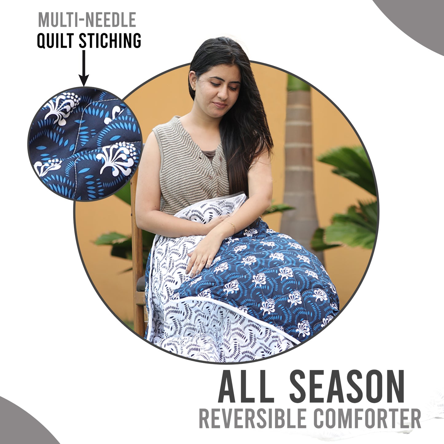 Iris Floral Reversible Double Bed Quilt Comforter